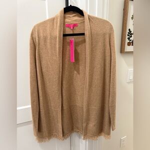 NWT Lilly Pulitzer Noble Cashmere Cardigan in Heathered Rattan